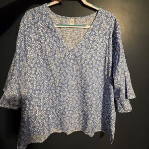 Floral Blue Women's Top